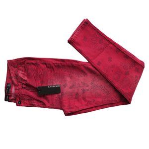 Ranbeeri Paisley Skinny Red Women Jeans Size 13
